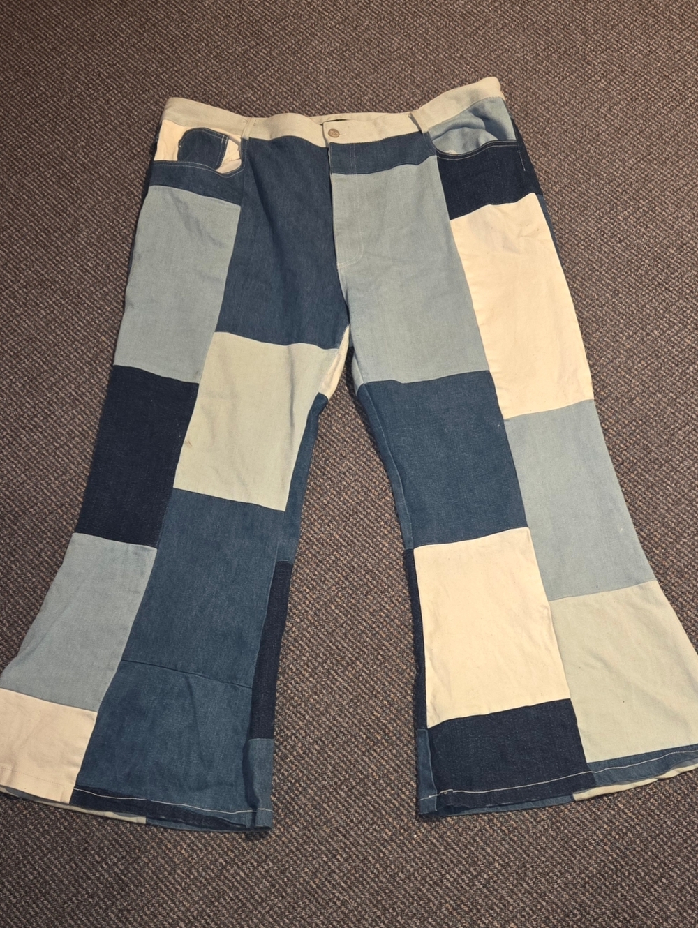 Shop Tunnelvision Patchwork Flared Denim Jeans